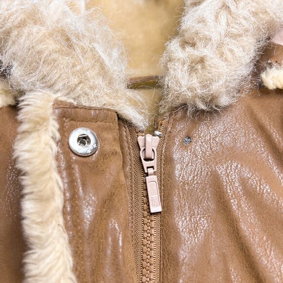 Vintage Y2K Big Chill Faux Leather Fur Hooded Zip Up Jacket Indie Sleaze McBling - Picture 5 of 12